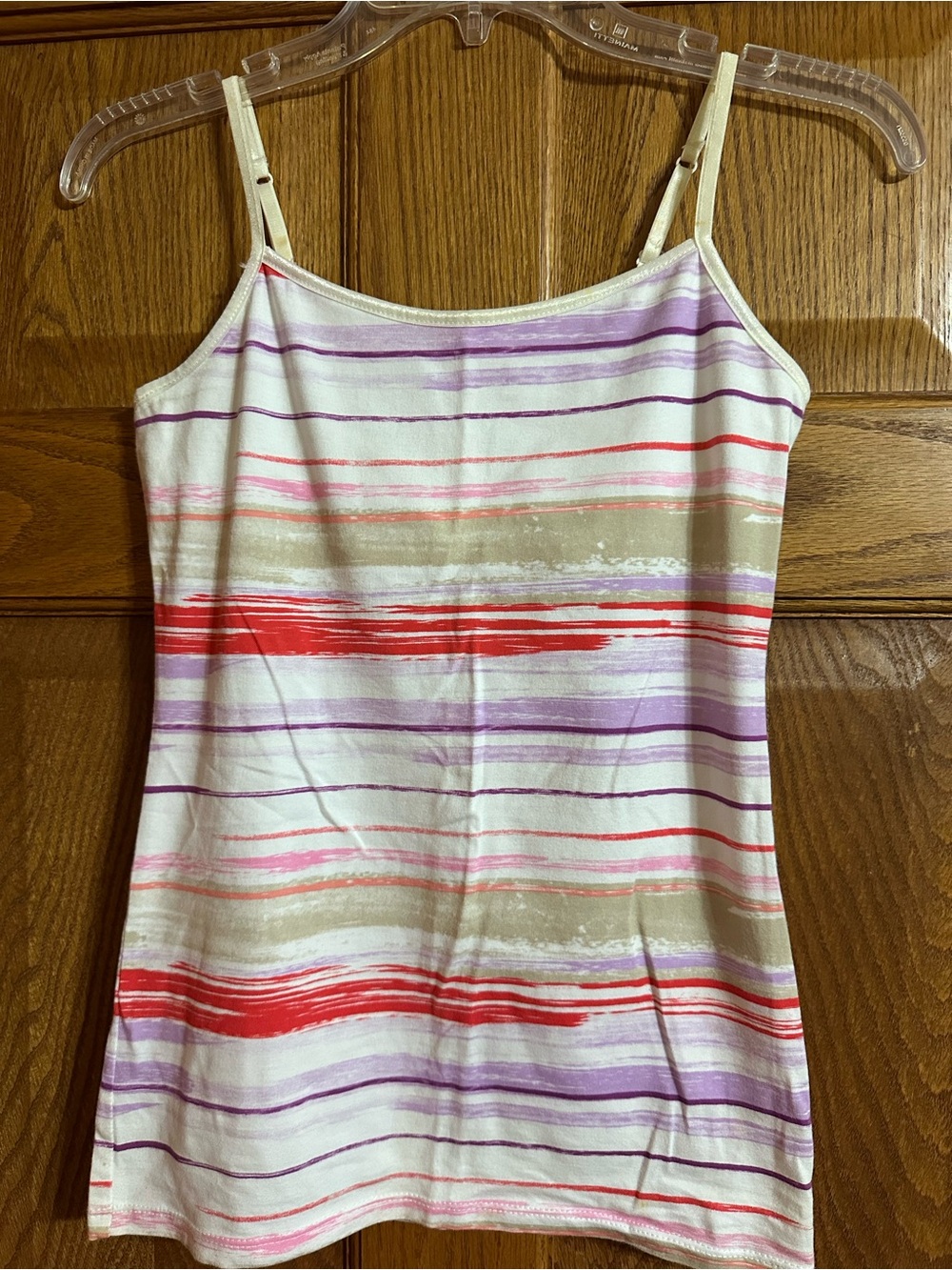 SO Striped Spaghetti Strap Camisole - White, Red & Purple